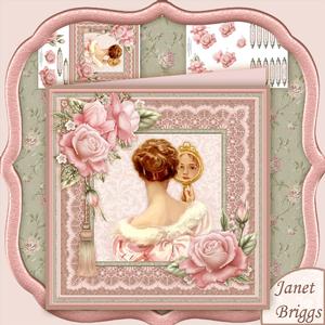 Vintage Lady & Mirror 8x8 Mini Kit & Decoupage