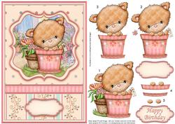 Plant Pot Kitty Card Topper & Decoupage