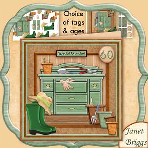 Potting Shed Male Birthday 8x8 Mini Kit & Decoupage
