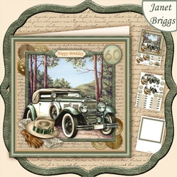 Vintage Green Car 8x8 Mini Kit & Decoupage for Men
