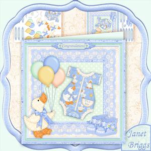 New Baby Boy Romper Suit 8x8 Mini Kit & Decoupage