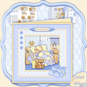 Baby Boy Cute as a Button 8x8 Mini Kit & Decoupage