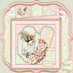 Vintage Lady on Swing 8x8 Mini Kit & Decoupage
