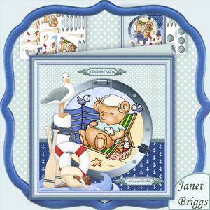 Deckchair Ted Attracts the Birds 8x8 Mini Kit & Decoupage
