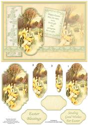 Vintage Daffodils & Church Easter Quick Card