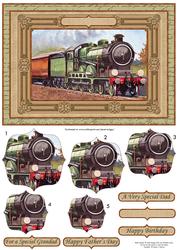 Vintage Steam Train Quick Card Topper & Pyramage