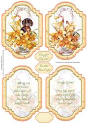 Easter Daffodil Baskets Card Toppers & Inserts with Verses