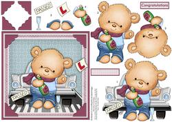 Ted Passed Driving Test Card Topper & Decoupage