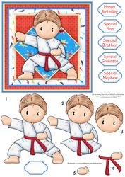 Karate Andy Card Topper and Decoupage