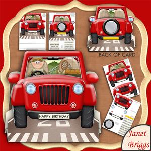 Fishing Jeep 3D Shape Card & Decoupage Kit for Men