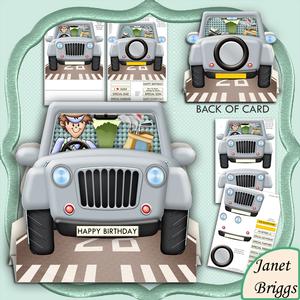Going to Golf 3D Jeep Shape Card & Decoupage Kit