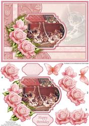 Kittens Mischief in Jewellery Box Card Topper & Decoupage