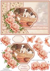 Hello Bunny & Puppies Card Topper & Decoupage