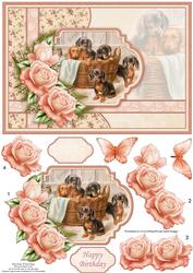 Puppy Basket Card Topper & Decoupage