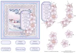 Christmas Floral Tag & Church Card Topper & Decoupage