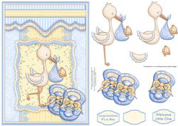Here Comes the Baby New Baby Boy Topper & Decoupage