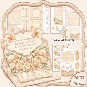 Cream Roses Envelope Easel Kit Birthday Wedding Anniversary