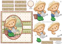 Seedling Ted the Gardener Card Topper & Decoupage