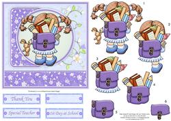 Off to School Thank You Teacher Card Topper & Decoupage