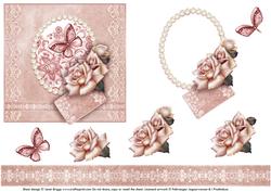 Dusky Pink Butterfly & Roses Decoupage
