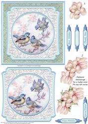 Blue Tits Amongst the Blossom Card Topper & Decoupage
