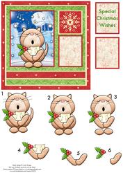 Christmas Carol Singing Cat Card Topper & Decoupage