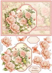 Vintage Peach Roses Card Topper & Decoupage
