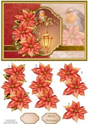 Christmas Robin Poinsettia & Lantern Decoupage