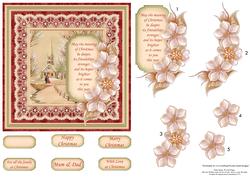 Christmas Floral Tag Winter Walk Card Topper & Decoupage