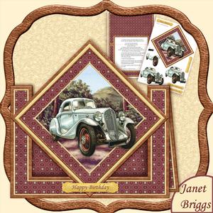 Vintage Car Diamond Front Mini Kit & Decoupage for Men