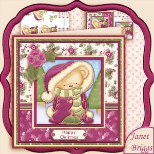 Christmas Snuggle Bear 7x7 Mini Kit & Decoupage