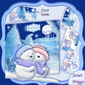 Snowman Hugs Christmas Shaped Card Kit & Decoupage