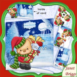 Christmas Gift Ted Christmas Shaped Card Kit & Decoupage
