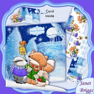 Foxes Carol Christmas Shaped Card Kit & Decoupage