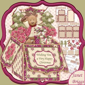 Christmas Reindeer Pop Up Box Card 7.5"