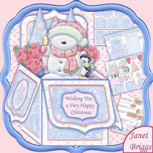 Christmas Cheer Snowman Pop Up Box Card 7.5
