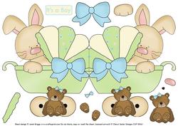Baby Boy Pram Shape Card