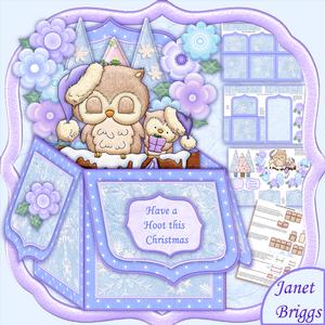 Owl Holiday Wishes Christmas Pop Up Box Card 7.5"
