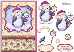 Stop Here Santa Penguin Christmas Card Topper & Decoupage