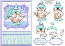 Skating Hoot Christmas Card Topper & Decoupage