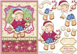 Christmas Chloe with Candy Cane Card Topper & Decoupage