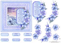 Christmas Floral Tag Winter Waterfall Card Topper Decoupage