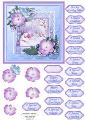 Christmas Roses Frame & Winter Village Quick Card