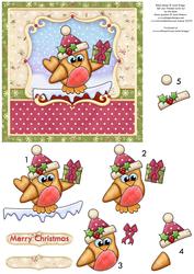 Christmas Robin with Gift Card Topper & Decoupage
