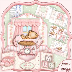 New Baby Girl 3D Pop Up Card Kit & Decoupage