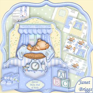 New Baby Boy 3D Pop Up Card Kit & Decoupage