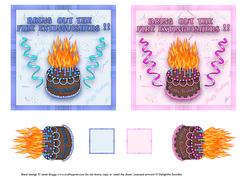Flaming Birthday Cake Quick Toppers