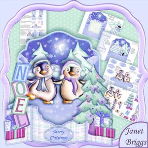Dancing Penguins 3D Pop Up Card Kit & Decoupage