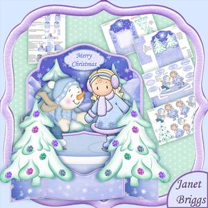 Skating Fun 3D Christmas Pop Up Card Kit & Decoupage