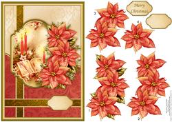 Poinsettia & Candles Christmas Card Topper & Decoupage
